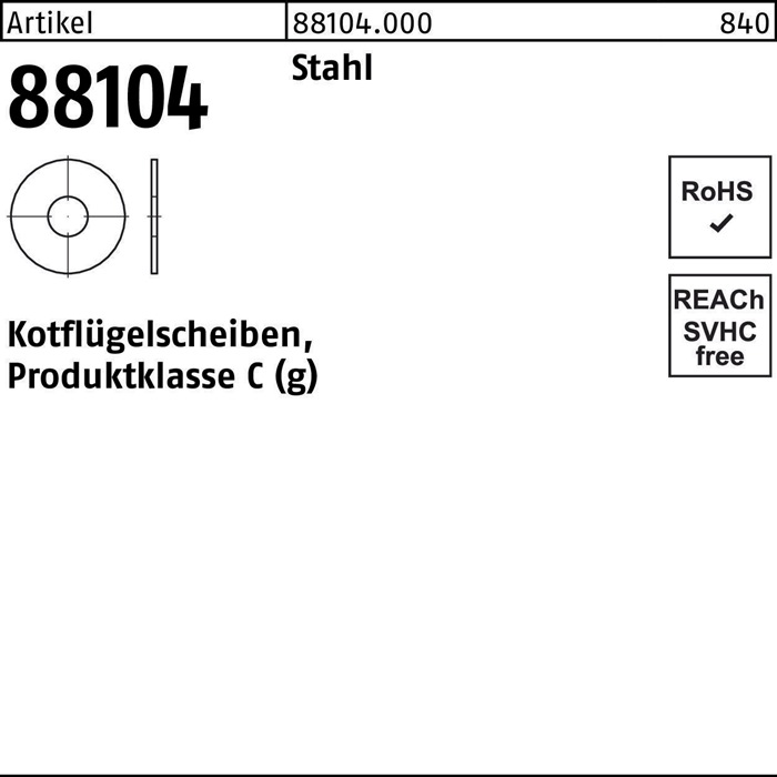 Kotflügelscheibe R 88104 5,3x25x1,5 Stahl 200 Stück