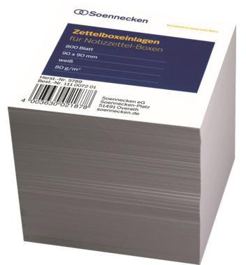 Soennecken Zettelboxeinlage 5789 9x9cm 80g 800Blatt ws