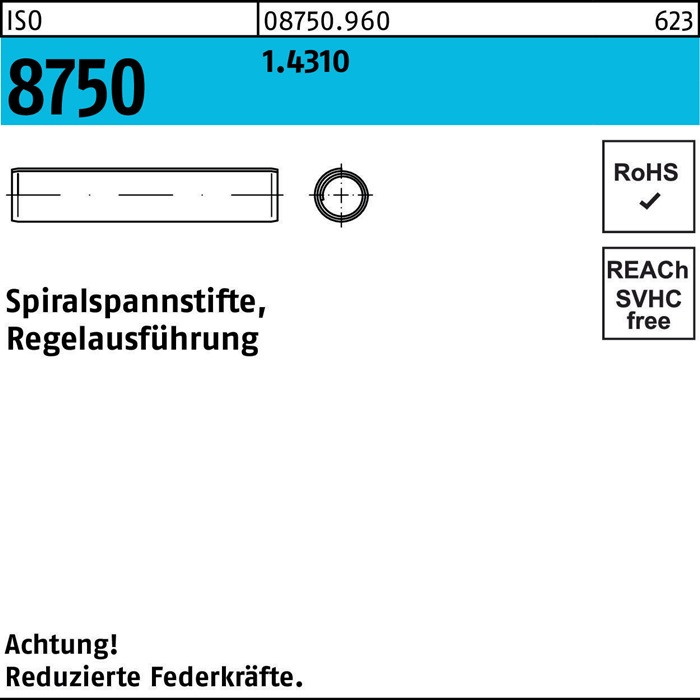 Spiralspannstift ISO 8750 3x 12 1.4310 Regelausf. 1000 Stück