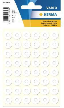 HERMA Verstärkungsringe 5816 12mm sk weiß 240 St./Pack.