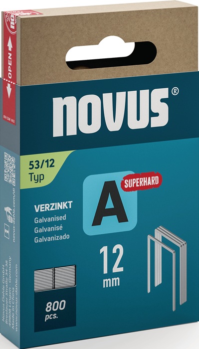 Feindrahtklammer A Typ 53 Klammer-B.11,3mm 12mm 0,75mm superhart 800 St.NOVUS