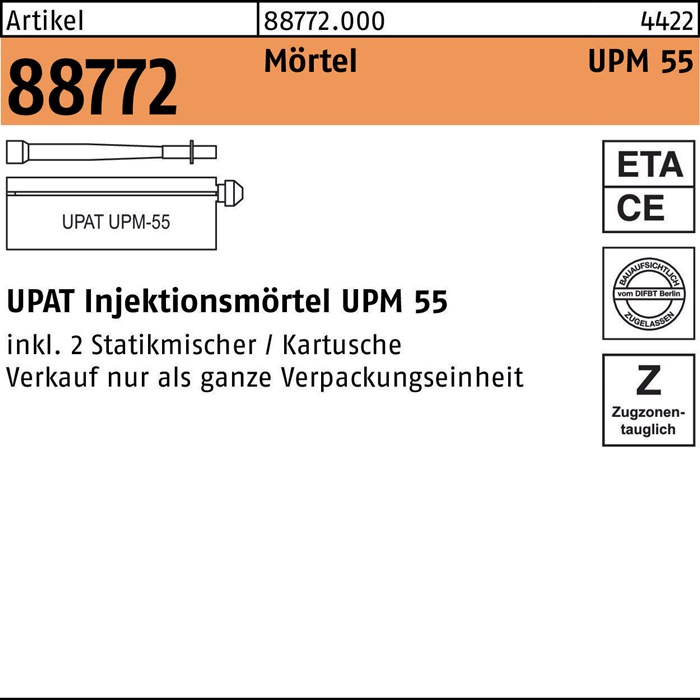 Injektionsmörtel R 88772 UPM 55-390 6 Stück UPAT