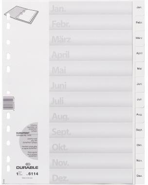DURABLE Ordnerregister 611402 DIN A4 Jan-Dez geprägten Taben ws