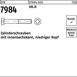 Zylinderschraube DIN 7984 Innen-6kt M4x 10 8.8 500 Stück