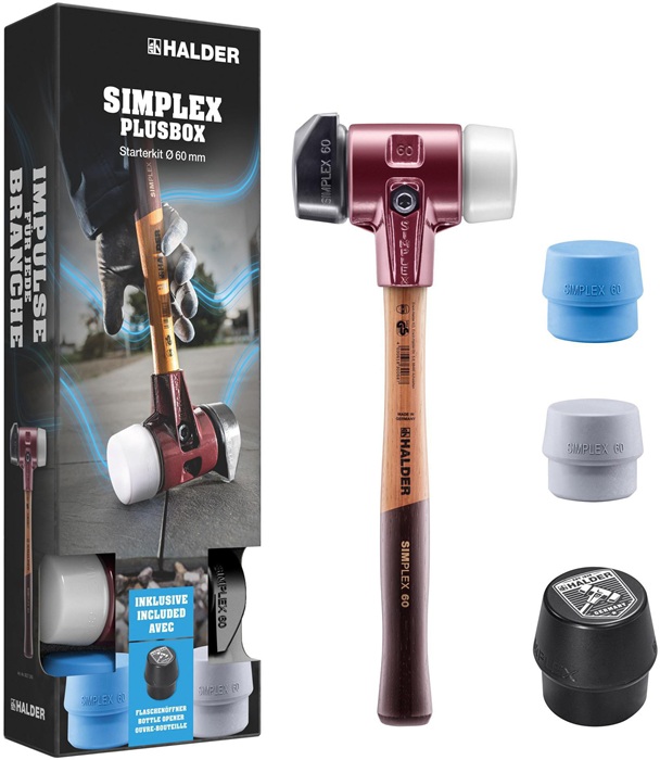Schonhammer Starterkit SIMPLEX L.160mm Kopf-D.60mm HO m.Flaschenöffner,2 Eins.