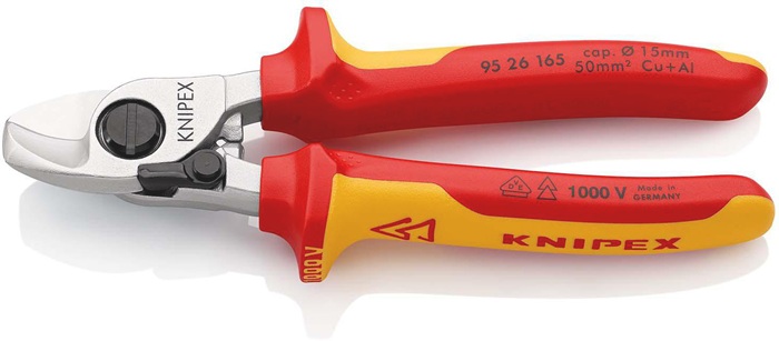 Kabelschere L.165mm Kopf verchr.VDE Mehrkomp.-Hüllen Form 2 KNIPEX