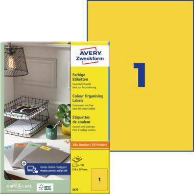 Avery Zweckform Universaletikett 3473 210x297mm gelb 100 St./Pack.