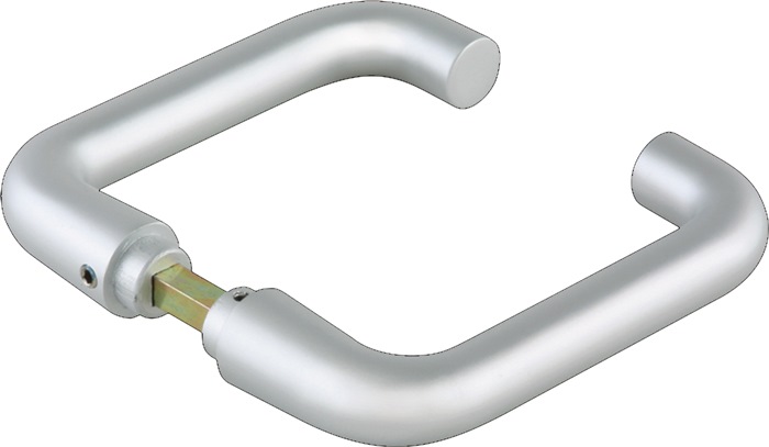Glastürdrückerpaar Rundform LM silber elox.f.Drückerf.4-KT.8mm DORMA-GLAS