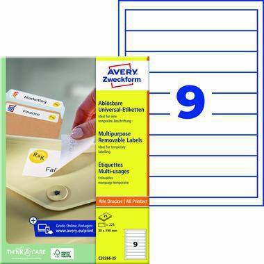 Avery Zweckform Einsteckrücken- schild C32266-25 weiß 225 St./Pack.
