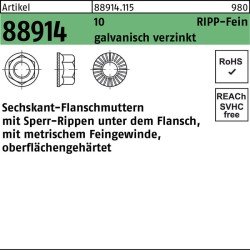 Sechskantflanschmutter R 88914 Sperr-Ripp M14x1,5 10 galv.verz. 100St.