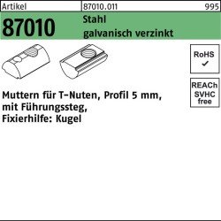 T-Nutenmutter R 87010 Führungssteg 5mm M4 Stahl galv.verz. 1000Stück