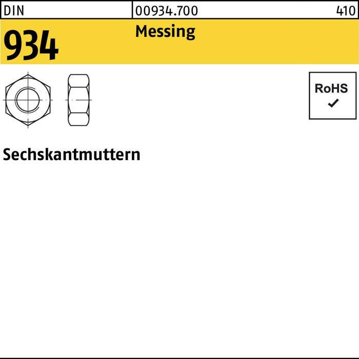 Sechskantmutter DIN 934 M14 Messing 50 Stück