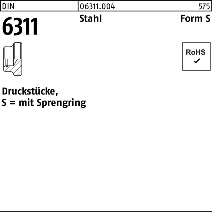 Druckstück DIN 6311 Sprengring S 32 M16 Stahl 10 Stück