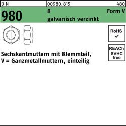 Sechskantmutter DIN 980 Klemmteil VM 4 8 galv.verz. 100 Stück