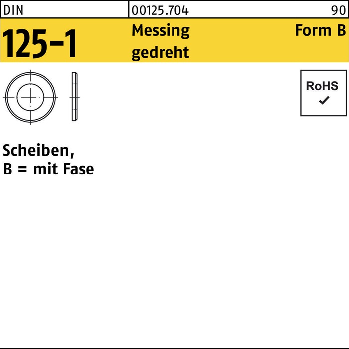 Unterlegscheibe DIN 125-1 B 1,5x 4x0,3 Messing gedreht 100 Stück