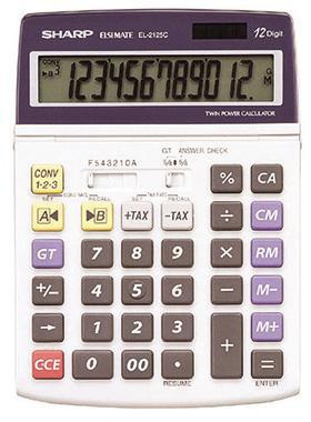 Sharp Tischrechner EL-2125C LCD-Anzeige Solar/Batt