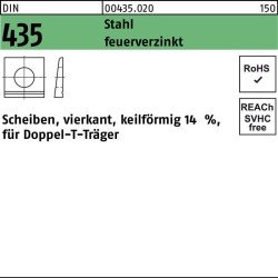 I-Scheibe DIN 435 vierkant keilförmig 22 Stahl feuerverz. Neigung 14% 100St.