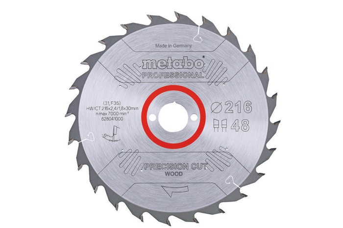 Kreissägeblatt precision cut wood professional D216xB2,4xBohrung30mm 48Z. WZ