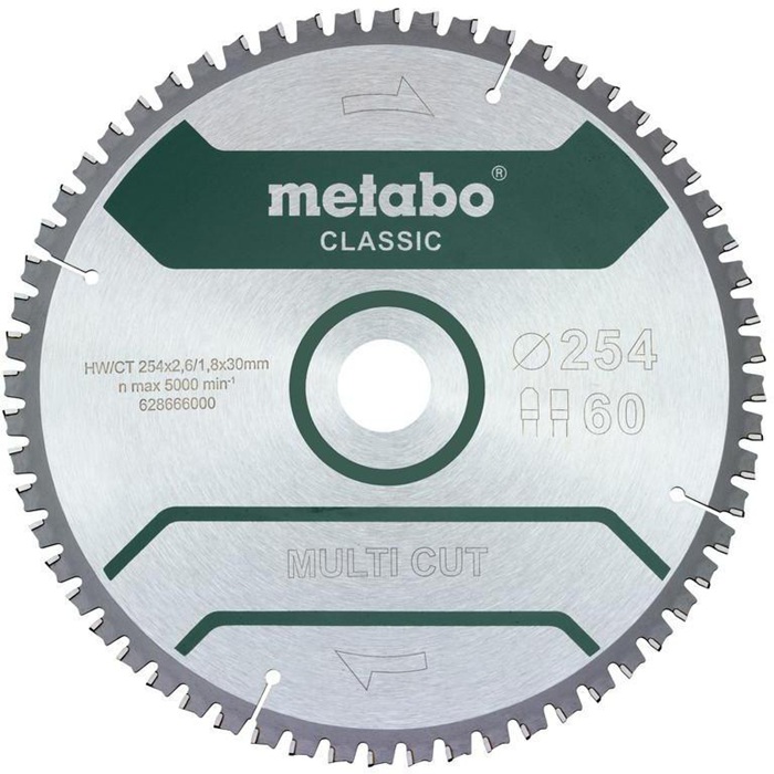 Kreissägeblatt multi cut classic D254x2,6/1,8xBohrung30mm Z.60 FZ/TZ 5Gr.neg
