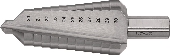 Stufenbohrer Bohrber.20-30mm HSS ger.genutet Z.2 Stufen 11 TECWERK
