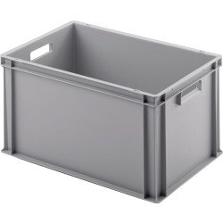 Transportstapelbehälter L600xB400xH320mm o.Deckel hellgrau PP offene Durchgriffe
