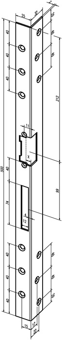 Sicherh.-Winkelschließbl.312 L.500mm S.3mm VA ma DIN R ASSA ABLOY