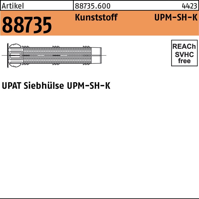 Siebhülse R 88735 UPM-SH 20/85 Ku. 20 Stück UPAT