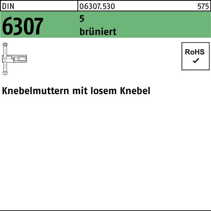 Knebelmutter DIN 6307 losen Knebel M20 5 brüniert 1 Stück