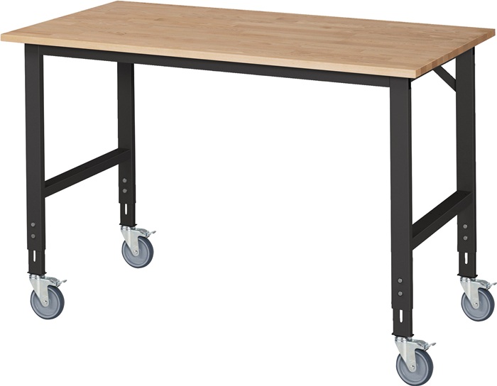 Werktisch B2000xT800xH910-1230mm Arbeitsplatte Buche Gestell grau