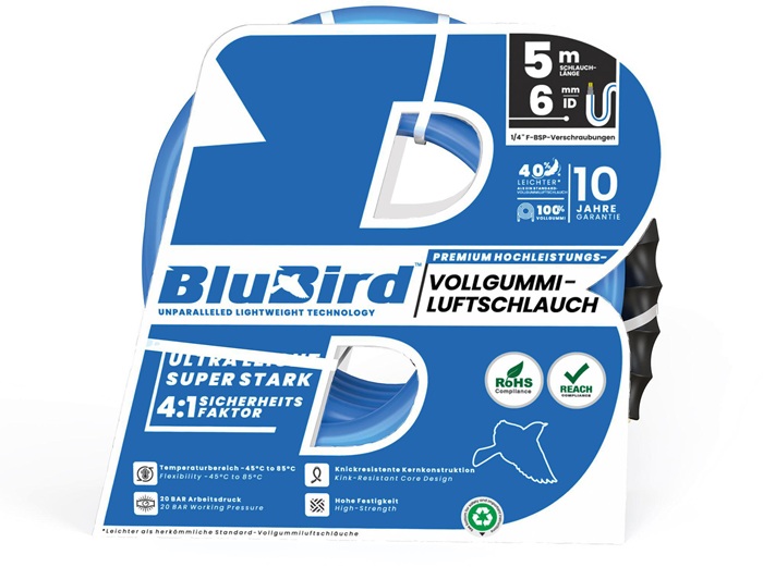 Werkstattschlauchset BluBird ID 6mm AD 12mm L.5m Schnellver.Kup.