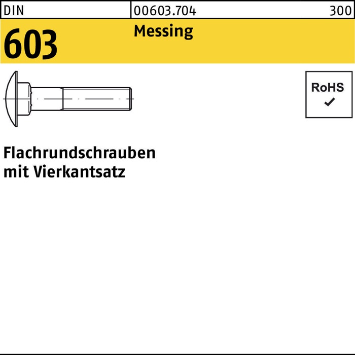 Flachrundschraube DIN 603 Vierkantansatz M6x 30 Messing 100 Stück