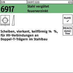 Unterlegscheibe DIN 6917 ÜH vierkant keilförmig 17 Stahl C45 feuerverz. 1St.
