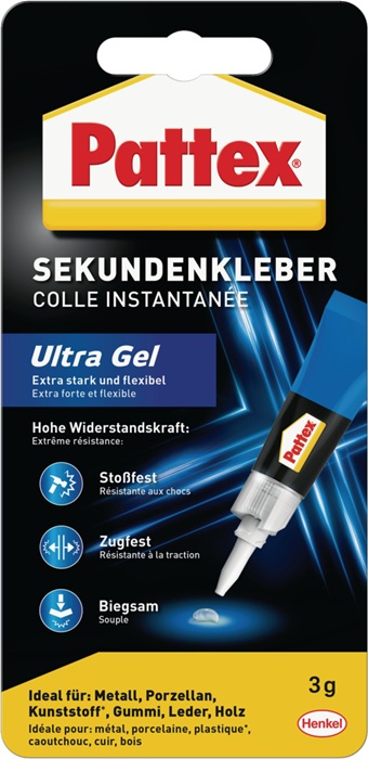 Sekundenkleber Ultra Gel 3g farblos Tube PATTEX