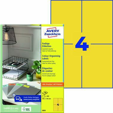 Avery Zweckform Universaletikett 3459 105x148mm gelb 400 St./Pack.