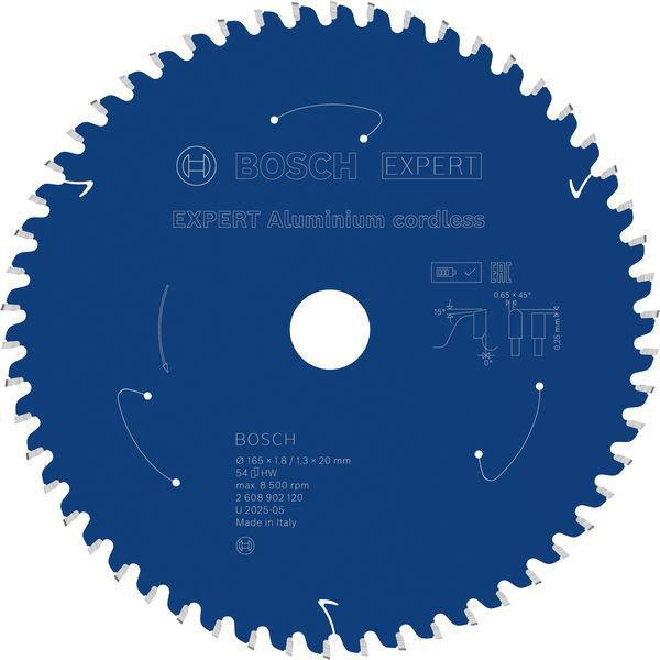 Kreissägeblatt EXPERT Aluminum AD 165mm Z.54 HLTCG Bohr.20mm Schnitt-B.1,8mm