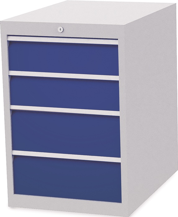 Schubladenschrank H819xB555xT736mm 4Schubl.lichtgrau/signalblau