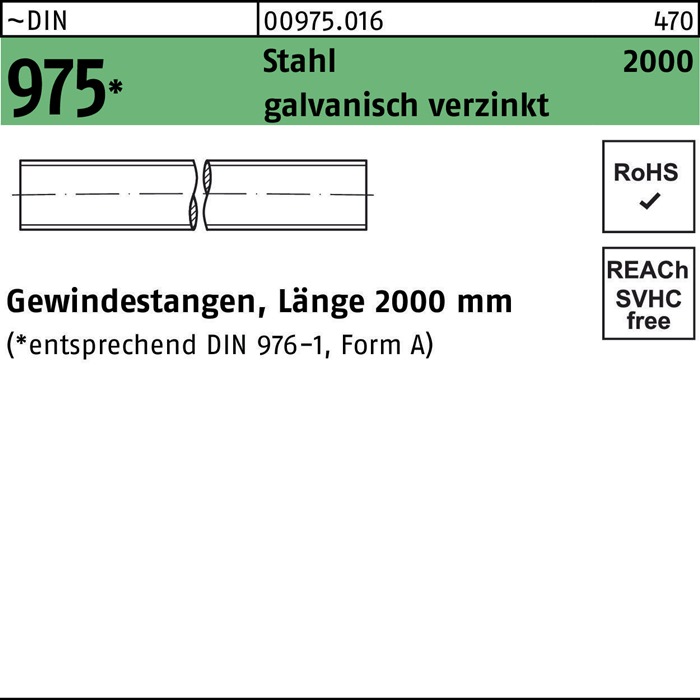 Gewindestange DIN 975 M30x 2000mm Stahl galv.verz. 1 Stück