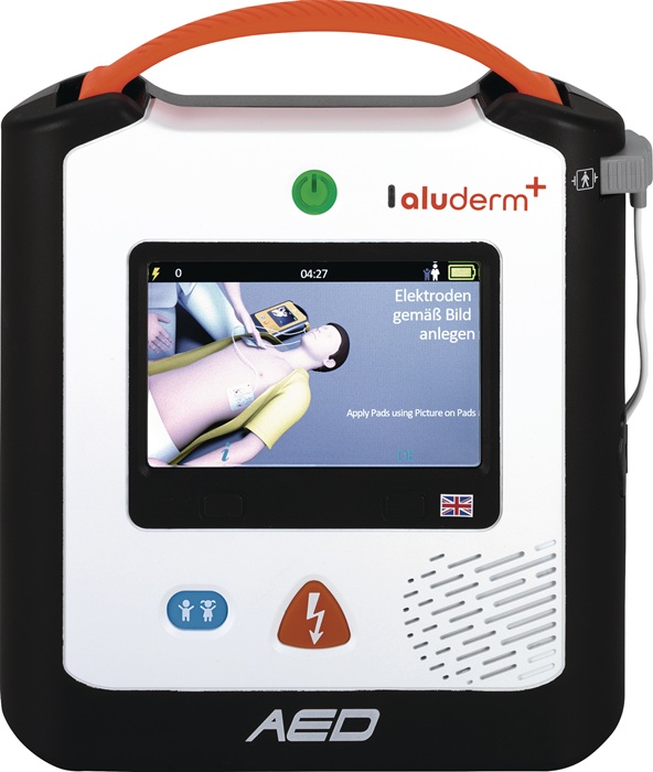 Defibrillator AED A2 Sprachausgabe DE-EN-FR HA Lca.59xBca.209xHca.232mm ALUDERM