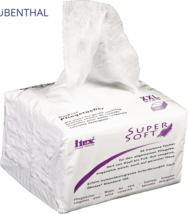 Falthandtuch SuperSoft weiß L.ca.320 mmxB.ca.300mm 18x50 Tü.ITEX