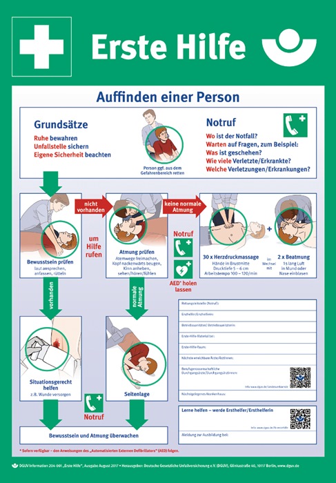 Erste-Hilfe-Plan n.DGUV Information 204-001 L410xB590mm Ku.