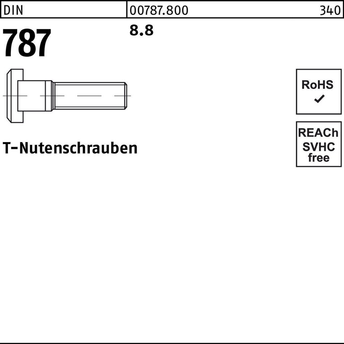 T-Nutenschraube DIN 787 12 M12x 80 8.8 10 Stück