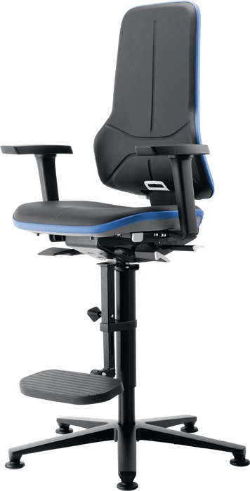 Arbeitsdrehstuhl Neon Bodengleiter+Aufstiegshilfe grau Synchrontechnik BIMOS