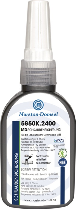 Schraubensicherung MD-5850K.2400 50g mf.hv.blau NSF S6 Flasche MARSTON