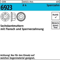 Sechskantmutter DIN 6923 Flansch M12 A 4 Sperrzahnung 100 Stück