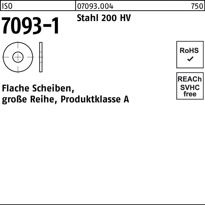 Unterlegscheibe ISO 7093-1 18 Stahl 200 HV 100 Stück