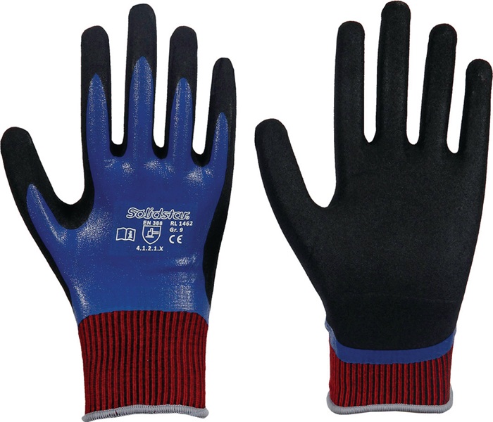 Handschuhe Solidstar Nitril Grip Complete 1462 Gr.10 blau EN420+EN388 PSA II