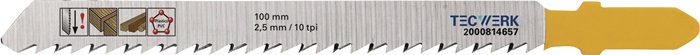 Stichsägeblatt Gesamt-L.100mm Zahnt.2,5mm S.1,27mm HCS 5 St./Karte TECWERK