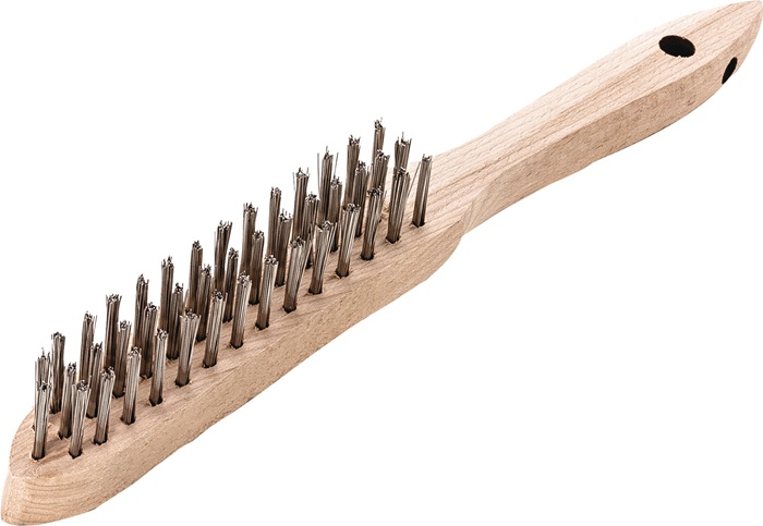 Handbürste L.290mm 0,35mm Stahldraht Besatz-L.140mm 3-reihig 12 LESSMANN