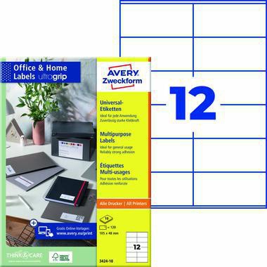Avery Zweckform Universaletikett 3424-10 105x48mm weiß