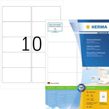 HERMA Adressetikett Premium 4667 96x50,8mm weiß 1.000 St./Pack.
